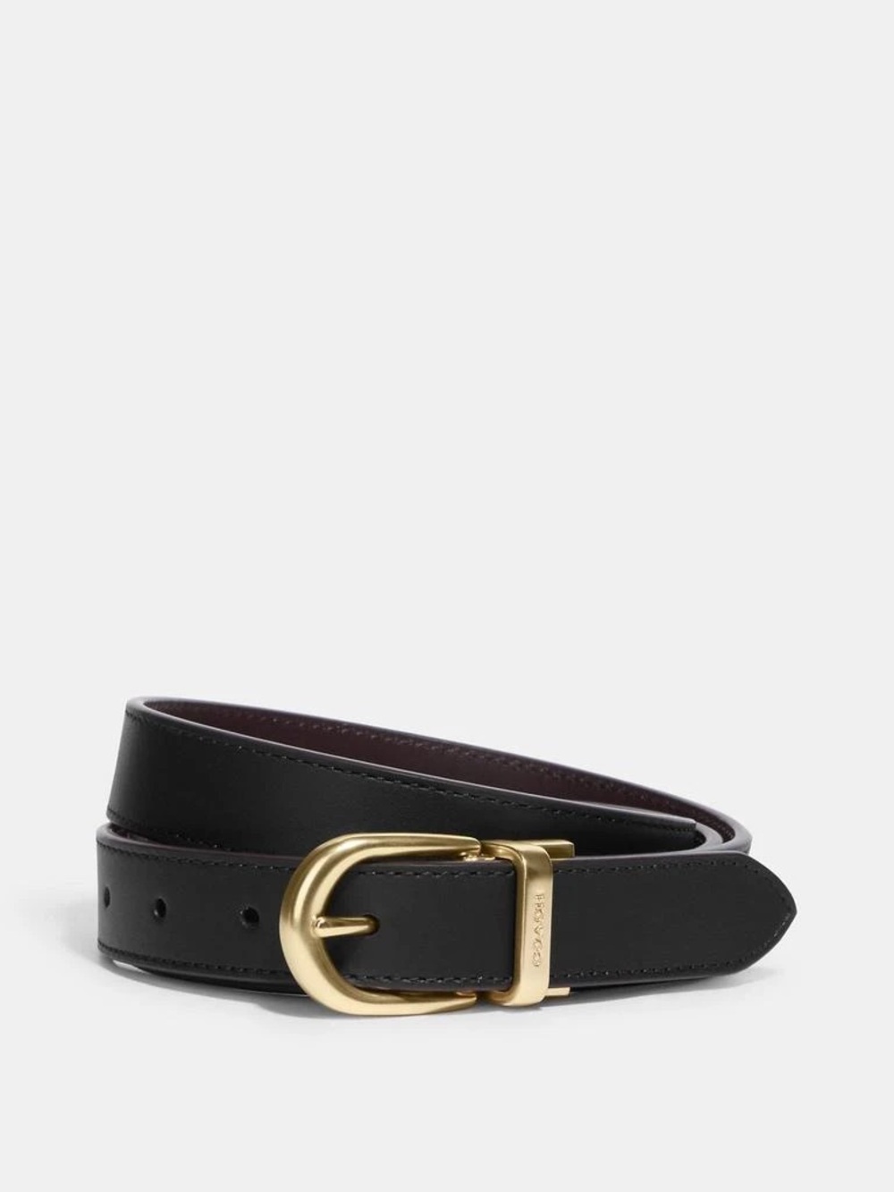 Coach Classic Black Leather Belt with Gold Buckle